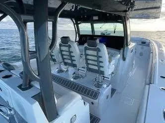  Yacht Photos Pics 2019 HCB 53 Sue&ntilde;os boat interior with modern seating and ocean view.