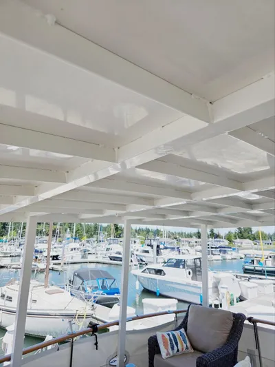 Blue Agave Yacht Photos Pics 1983 Ocean Alexander 43 Flush Aft Deck - customer weight bearing aluminum hardtop