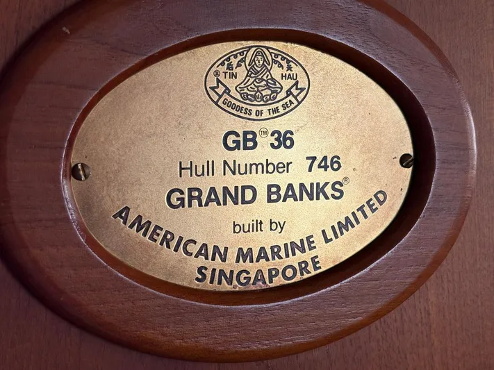  Yacht Photos Pics Plaque of 1986 Grand Banks 36 Classic, hull number 746, by American Marine Limited.
