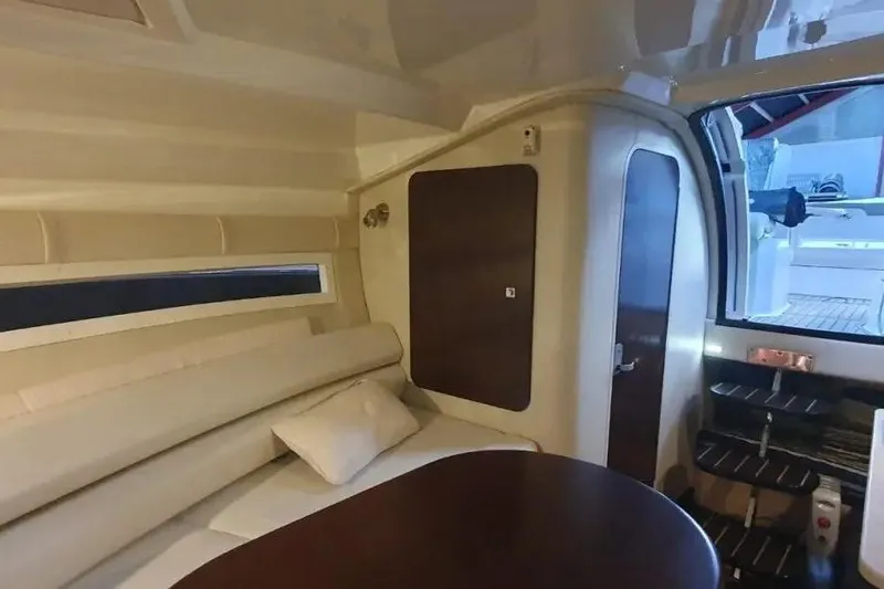  Yacht Photos Pics Interior of 2017 Monterey 295 Sport Yacht with cozy seating and modern design.