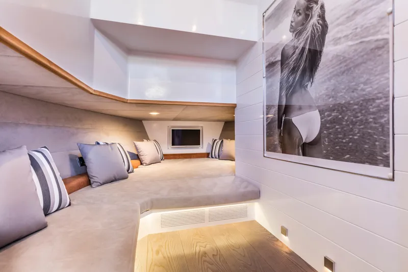 Mazu 42 Yacht Photos Pics Luxurious interior of 2025 Mazu Yachts 42, featuring elegant seating and modern decor.