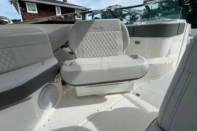  Yacht Photos Pics Luxurious seating on 2021 Sea Ray 310 SLX boat with elegant design and premium materials.