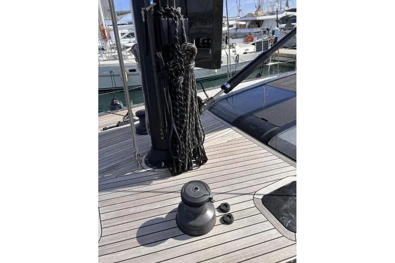 SueÑo Yacht Photos Pics Deck of 2016 Ice Yachts 62 with winch and rigging details.