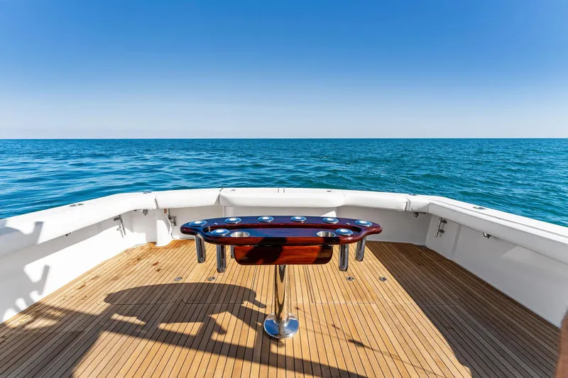 Hog Wild Yacht Photos Pics 2007 Viking 52 Open yacht deck with ocean view and fishing station.