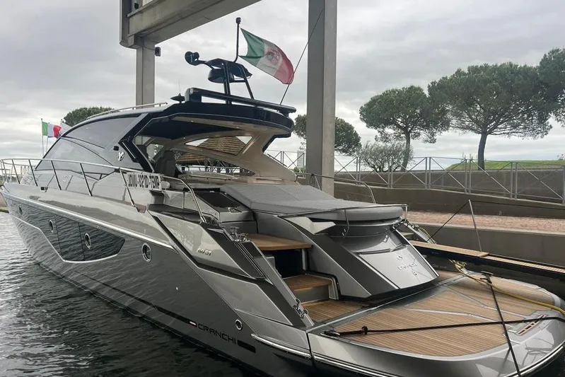 Cranchi St 60 2023 Yacht Photos Pics 2023 Cranchi 60 ST luxury yacht docked, featuring sleek design and modern amenities.