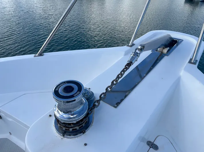 September Song Yacht Photos Pics Anchor windlass on a 2007 DeFever 55 yacht.