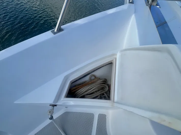 September Song Yacht Photos Pics Anchor locker of 2007 DeFever 55 yacht with ropes.