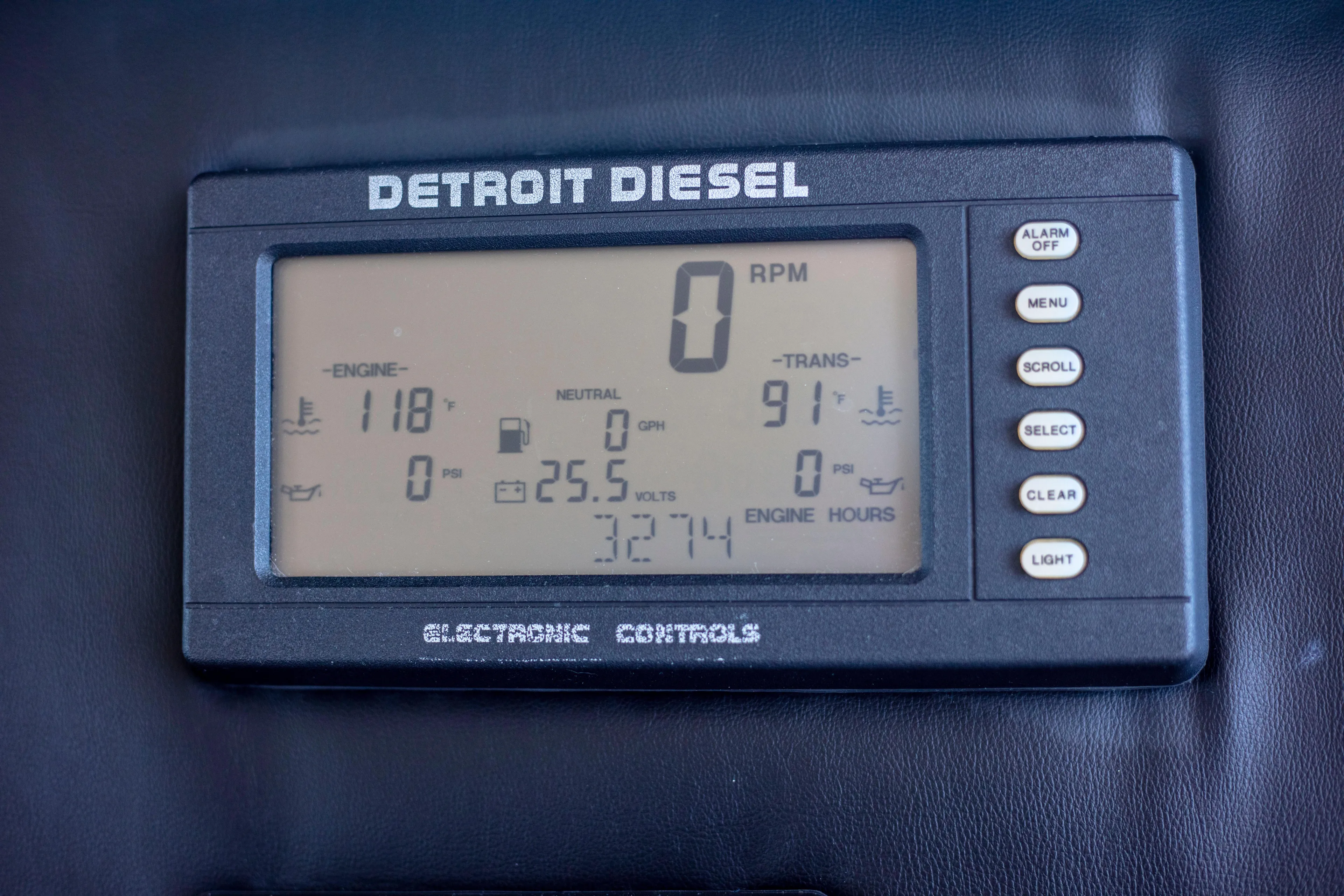 Prime Time Yacht Photos Pics Digital engine display of a 2002 Viking 65 Enclosed Bridge yacht.