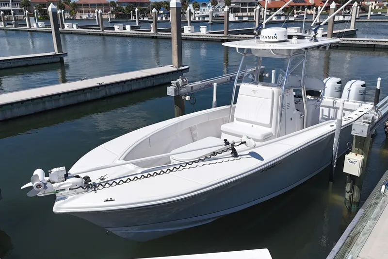 Cherokee Yacht Photos Pics 2022 Ocean Runner 29 Center Console boat docked at marina.