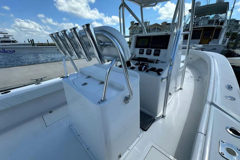 Cherokee Yacht Photos Pics 2022 Ocean Runner 29 Center Console boat with sleek design and advanced navigation controls.