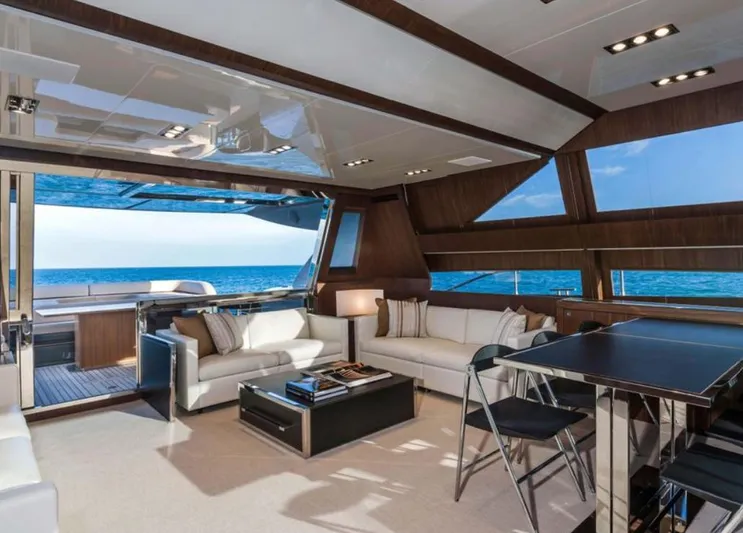  Yacht Photos Pics Luxurious interior of 2017 Riva 88' Domino Super yacht with ocean view.