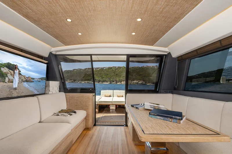 M/y Rubi Yacht Photos Pics Luxurious interior of 2024 Pardo Yachts GT52 with scenic ocean views.