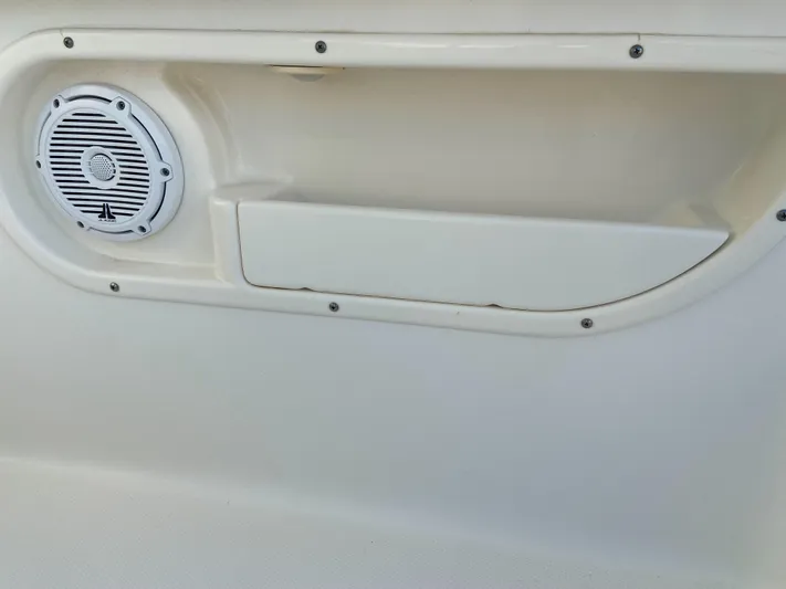 Endless Summer Yacht Photos Pics Speaker and storage on a 2014 Boston Whaler 320 Outrage boat.