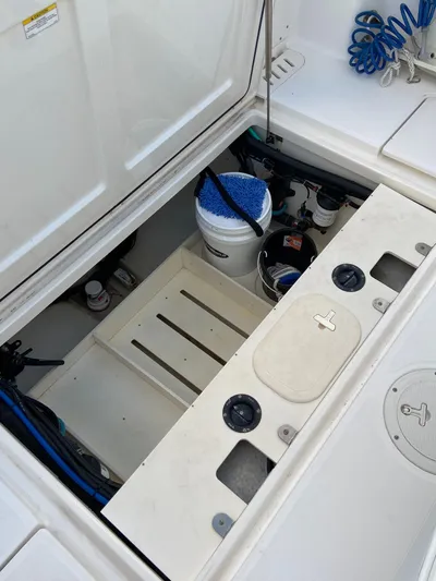 Endless Summer Yacht Photos Pics Storage compartment in 2014 Boston Whaler 320 Outrage boat.