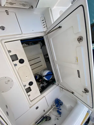 Endless Summer Yacht Photos Pics Storage compartment in 2014 Boston Whaler 320 Outrage boat.