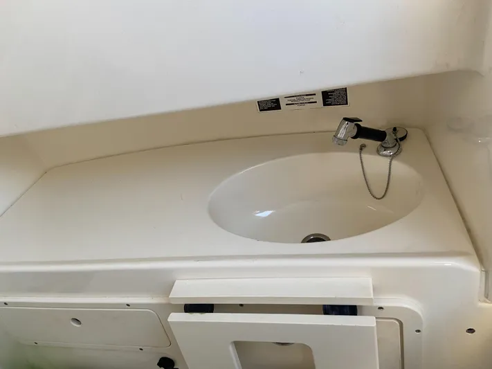 Endless Summer Yacht Photos Pics Interior of 2014 Boston Whaler 320 Outrage with sink.