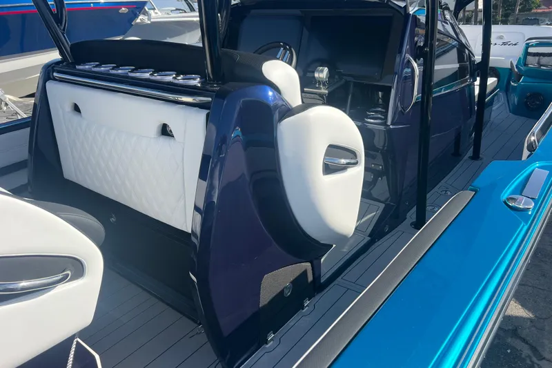  Yacht Photos Pics 2026 Nor-Tech 390 Sport Center Console interior with sleek seating and modern design.