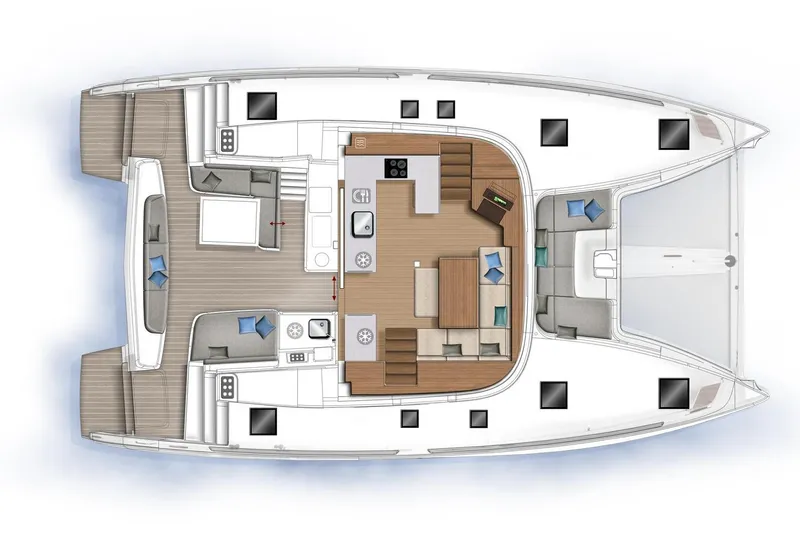 Cc Princess Yacht Photos Pics Floor plan of a 2020 Lagoon 46 catamaran, featuring spacious interior and deck layout.