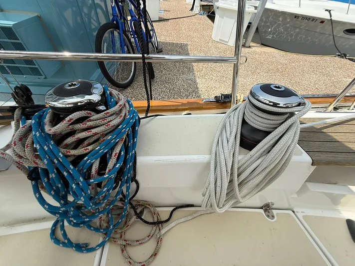 Chapter 9 Yacht Photos Pics Sailboat deck with winches and ropes, Tartan 4000, 2012 model.