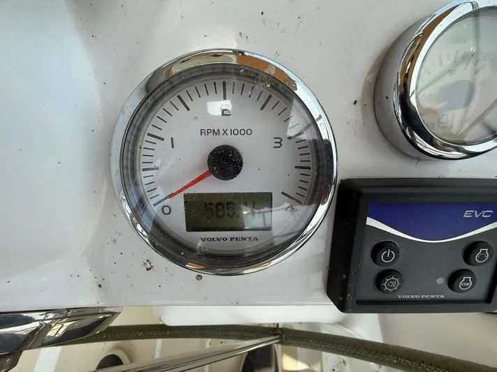 Chapter 9 Yacht Photos Pics Tartan 4000 2012 dashboard with RPM gauge and Volvo Penta controls.