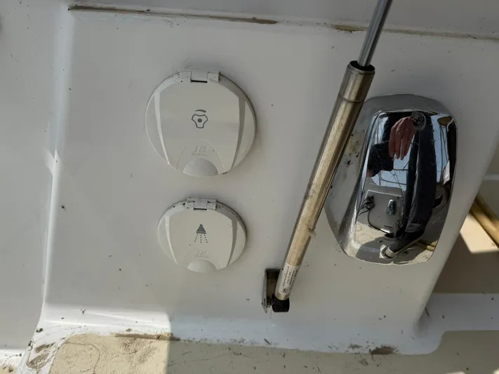 Chapter 9 Yacht Photos Pics Boat electrical outlets and handle on a 2012 Tartan 4000 yacht.