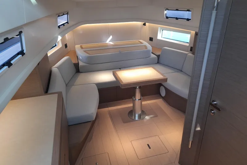  Yacht Photos Pics Luxurious interior of 2026 Pardo Yachts 43, featuring elegant seating and modern design.