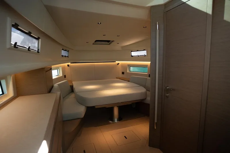  Yacht Photos Pics Luxurious interior of 2026 Pardo Yachts 43, featuring modern design and cozy seating.