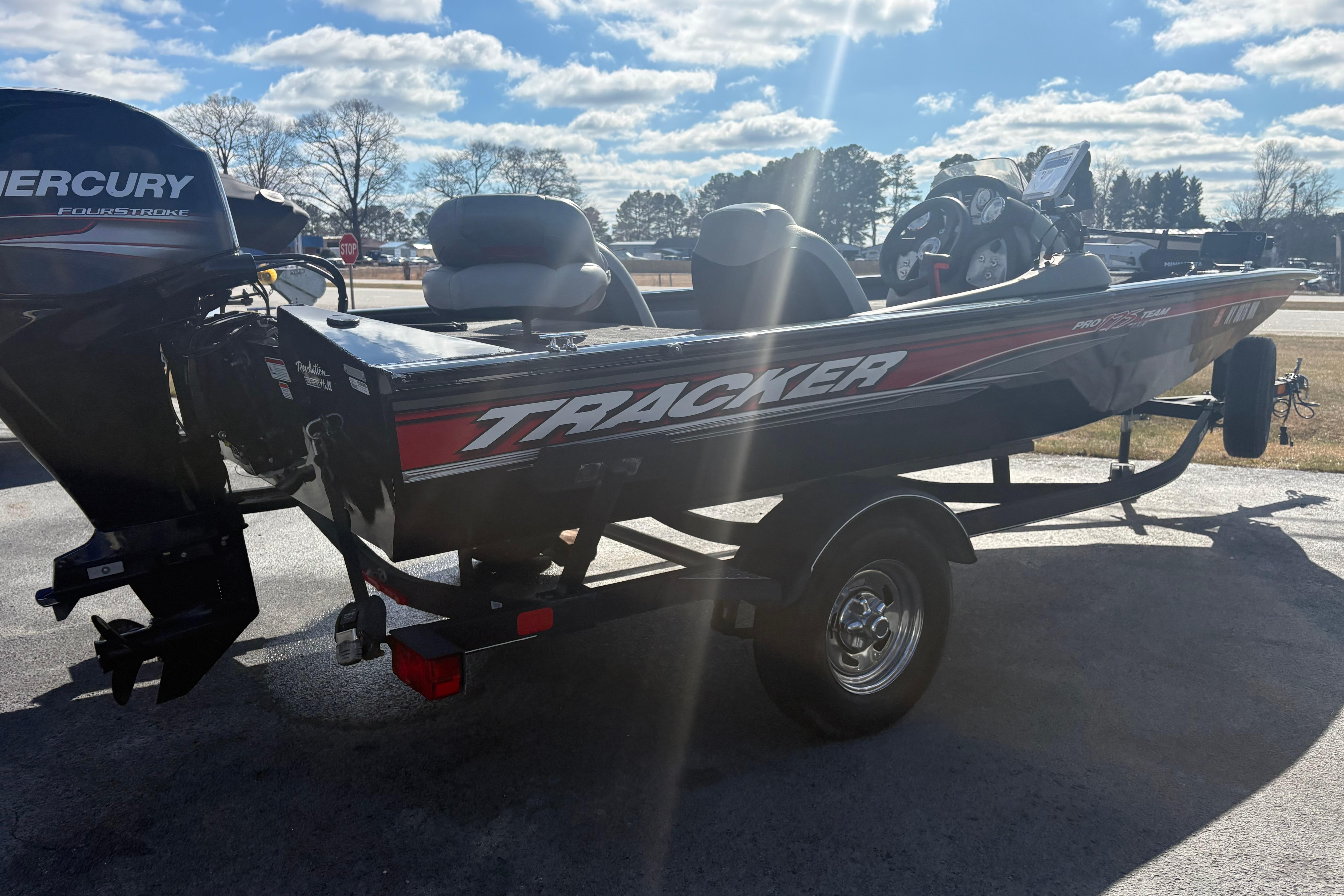 2017 Tracker Pro Team 175 TXW boat with Mercury engine on trailer.