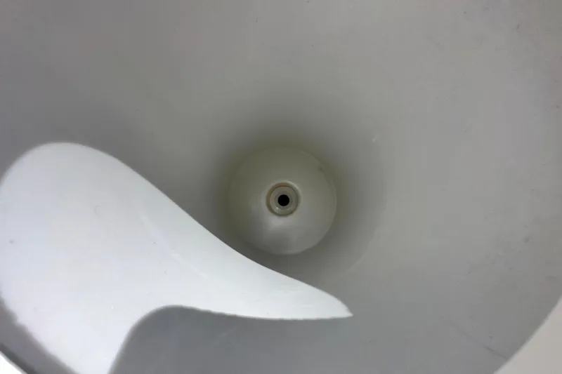 Lonie Marie Yacht Photos Pics Close-up of a white funnel-like structure on a 2008 Sea Ray 340 Sundancer boat.