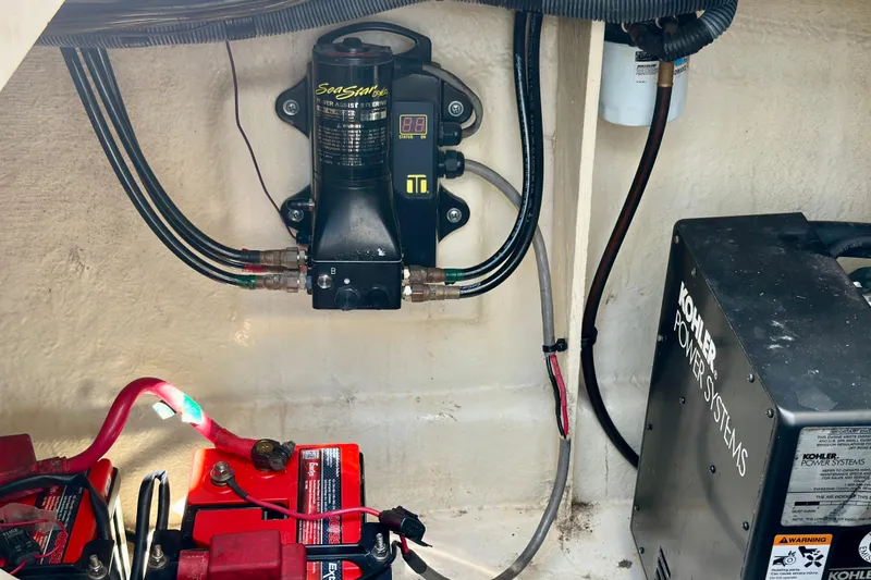 Lonie Marie Yacht Photos Pics Engine compartment of 2008 Sea Ray 340 Sundancer with Kohler power system and wiring.