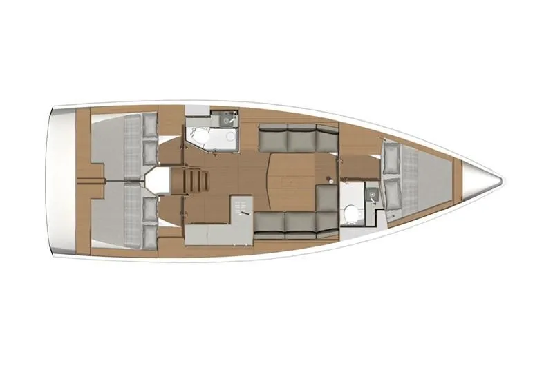 Sirene Yacht Photos Pics Floor plan of 2019 Dufour 390 GL sailboat, showcasing interior layout and design.