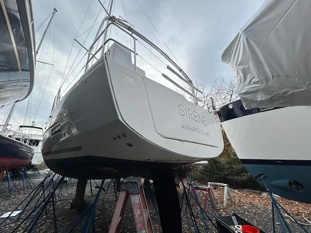 Sirene Yacht Photos Pics Dufour 390 GL 2019 sailboat on stands, Annapolis, MD.
