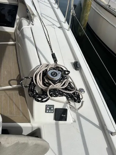 Sirene Yacht Photos Pics Dufour 390 GL 2019 yacht deck with coiled ropes and control panel.