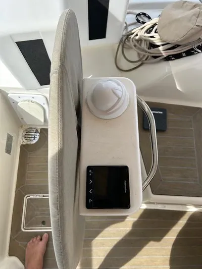 Sirene Yacht Photos Pics Dufour 390 GL 2019 yacht cockpit with navigation controls and seating.