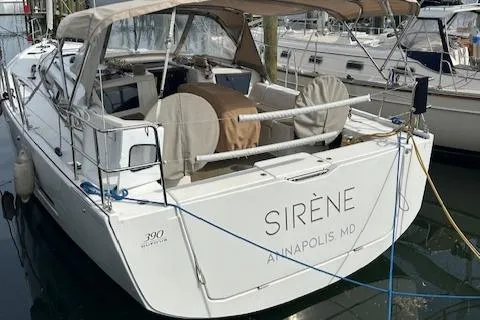 Sirene Yacht Photos Pics 2019 Dufour 390 GL sailboat docked, named "Sirène," located in Annapolis, MD.
