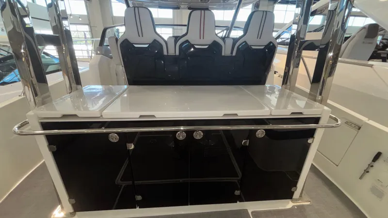  Yacht Photos Pics 2024 Jeanneau Leader 12.5 WA interior with sleek seating and modern design.