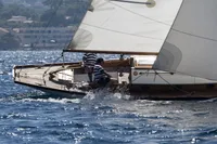Vintage 1935 Matthiesen & Paulsen SLOOP sailing on open water.