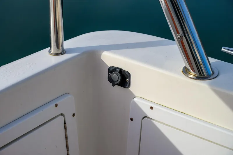  Yacht Photos Pics Aspen C90 boat interior detail with stainless steel railing, 2012 model.