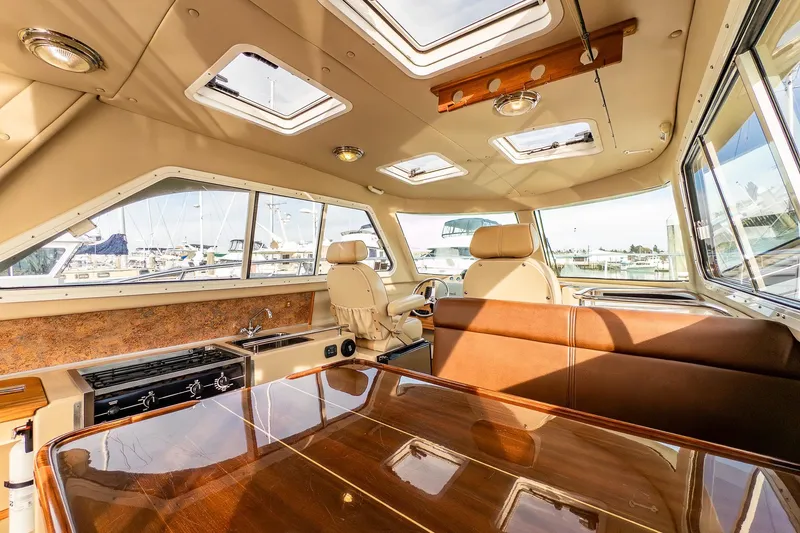  Yacht Photos Pics Interior of 2012 Aspen C90 yacht with luxurious seating and panoramic windows.