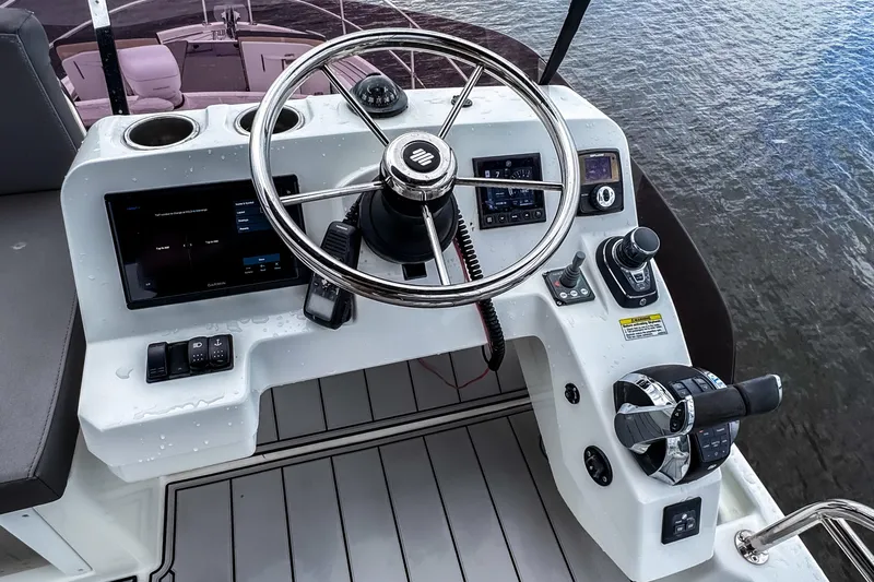  Yacht Photos Pics Helm of 2022 Beneteau Antares 11 Fly with modern controls and steering wheel.