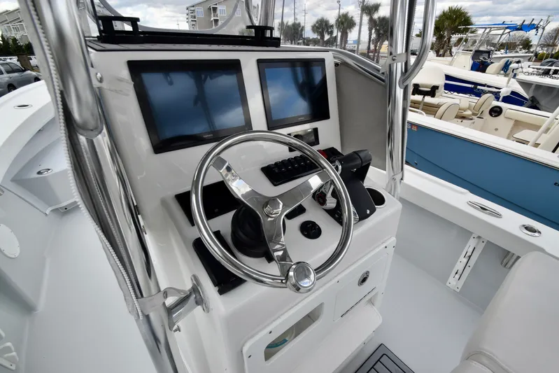 Yacht Photos Pics Helm console of 2023 Pair Customs 24 Deep V boat.