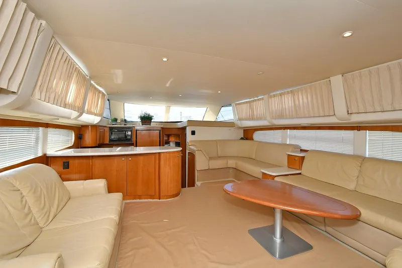  Yacht Photos Pics Luxurious interior of 2001 Carver 466 Motor Yacht with leather seating and modern amenities.