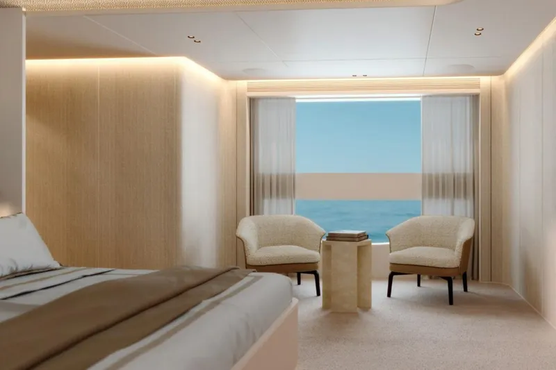  Yacht Photos Pics Luxurious interior of 2027 Benetti Oasis 40M yacht with ocean view.