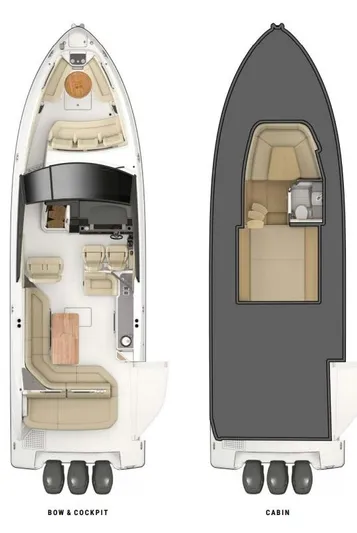 Sea Ray Slx 400 3x Mercury Ob Yacht Photos Pics Top view layout of 2022 Sea Ray SLX 400 boat, showing bow cockpit and cabin design.