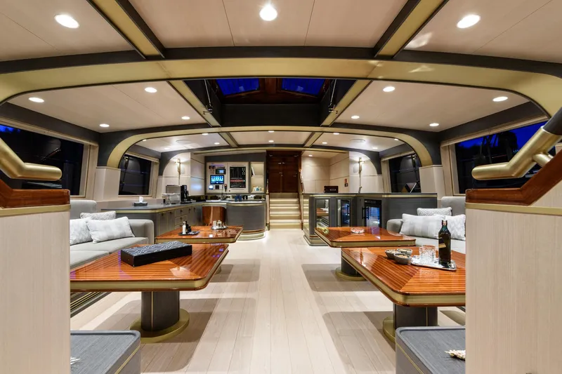 Sallyna Yacht Photos Pics Luxurious interior of 2023 Su Marine sailing yacht with elegant furnishings and modern design.