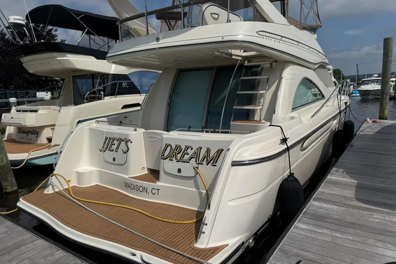 Jjetsdream Yacht Photos Pics 1999 Maxum 4600 SCB yacht "Jet's Dream" docked in Madison, CT marina.