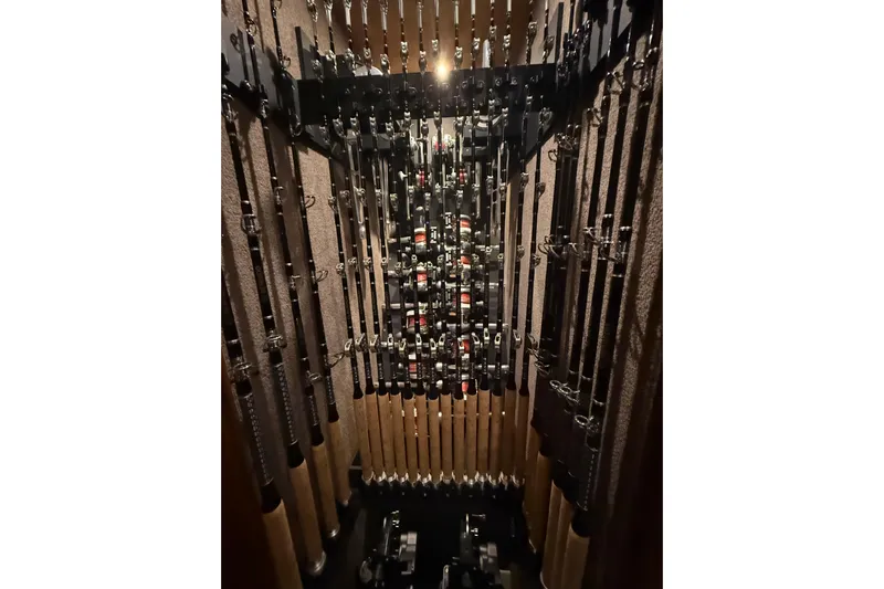  Yacht Photos Pics Fishing rods neatly stored in a Blackwell 66 Convertible, 2006 model.