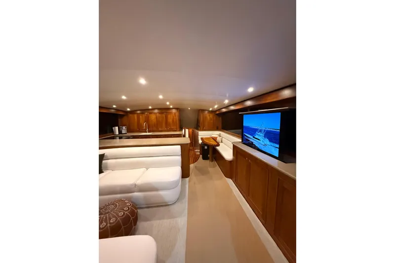  Yacht Photos Pics Luxurious interior of 2006 Blackwell 66 Convertible yacht with modern amenities and elegant design.