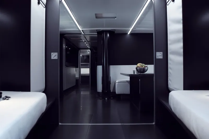 Bullitt Yacht Photos Pics Luxurious interior of 2018 Wally Custom yacht with modern design and sleek furnishings.