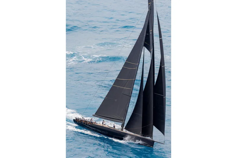 Bullitt Yacht Photos Pics Sleek 2018 Wally Custom yacht sailing on open ocean waters.